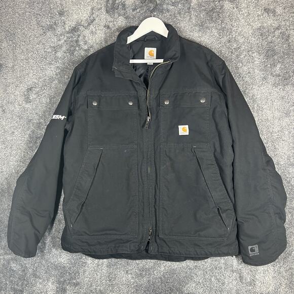 Carhartt Jacket Mens Large Quick Duck Workwear GIESM Embroidered Heavy Coat - Picture 1 of 9